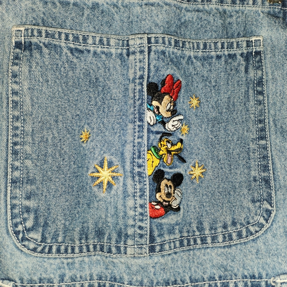 Disney Embroidered Denim Overalls. Excellent Condition Sizd Medium 100% Cotton